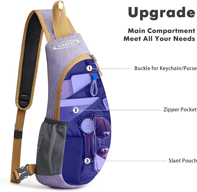G4Free Sling Bag for Men Women, Small Crossbody Backpack Lightweight Chest - Image 3