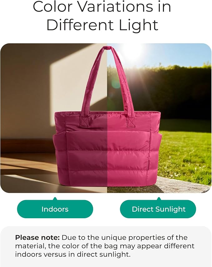 BAGSMART Tote Bag for Women, Lightweight Puffy Tote Bag - Image 3