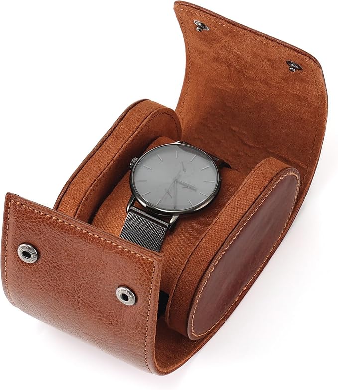JOYIR Single Watch Roll for Travel | Genuine Leather Watch Pouch Case by JOYIR