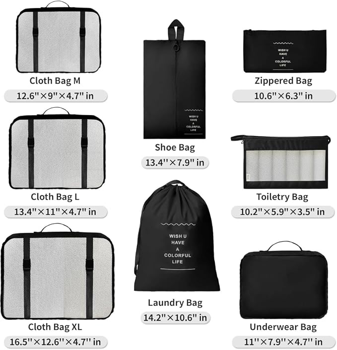 9 Set Packing Cubes for Suitcases, Aydicon Travel Luggage Packing Organizers - Image 4