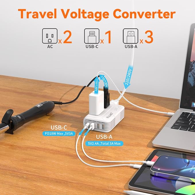 ALLWEI 220V to 110V Travel Voltage Converter us to Europe, Step Down Converter - Image 5