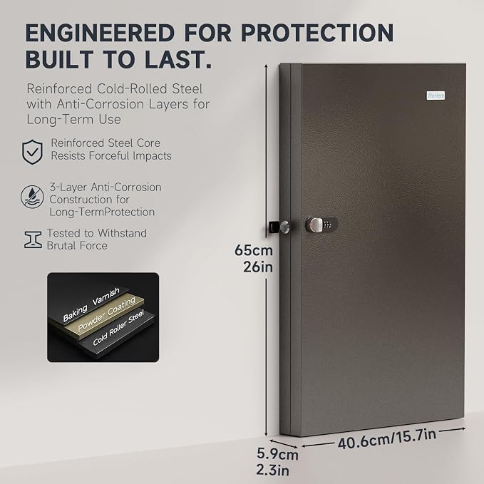 WeHere Key Lock Box Wall Mount, Key Cabinet Security Combination Lockbox - Image 2