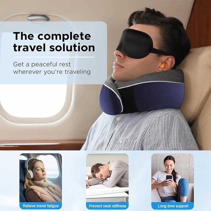 Travel Neck Pillow, Best Memory Foam Airplane Pillow - Image 3