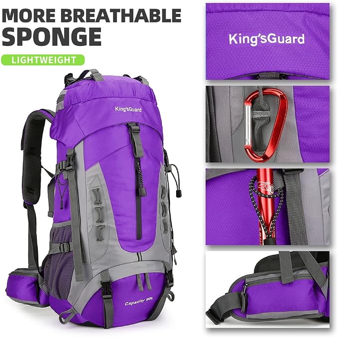King'sGuard 60L Hiking Backpack Lightweight Camping Backpack - Image 3