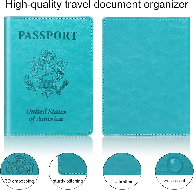 Turquoise & Pink Passport Holder, Cruise Essentials Passport Wallet Cover Case - Image 5
