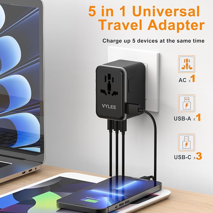 Universal Travel Adapter, PD100W GaN International Power Adapter - Image 4