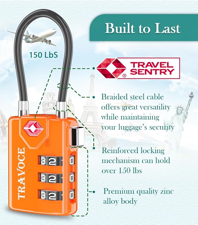 TSA Approved Luggage Locks, Travel Locks Which Also Work Great as Gym Locks - Image 5