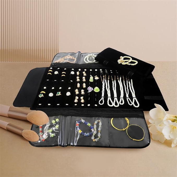 Velvet Travel Jewelry Case Roll Bag Organizer - Image 5
