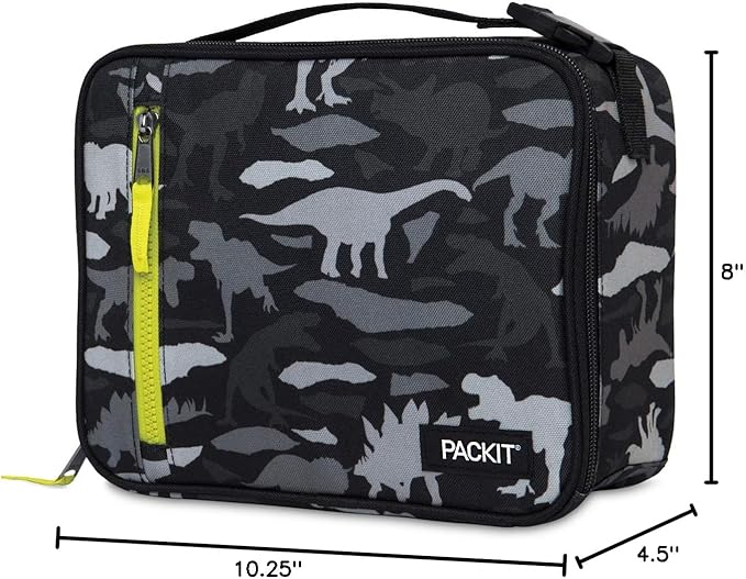 PackIt Freezable Classic Lunch Box, Dino Camo Charcoal, Built - Image 9