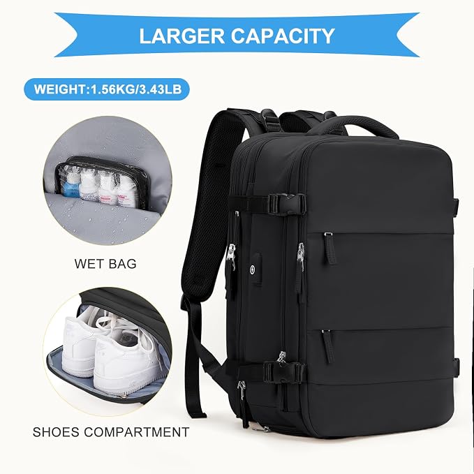 coowoz Large Travel Backpack For Women Men, Carry On Backpack, Hiking Backpack - Image 6