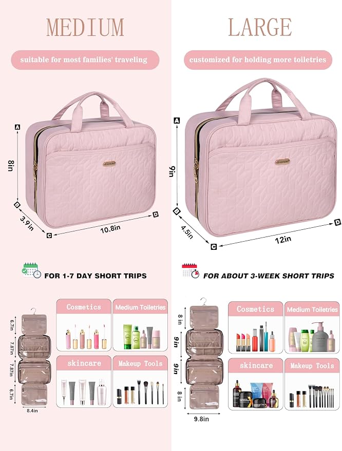 Pink Toiletry Bag, Makeup Organizer, Travel Bag - Image 6