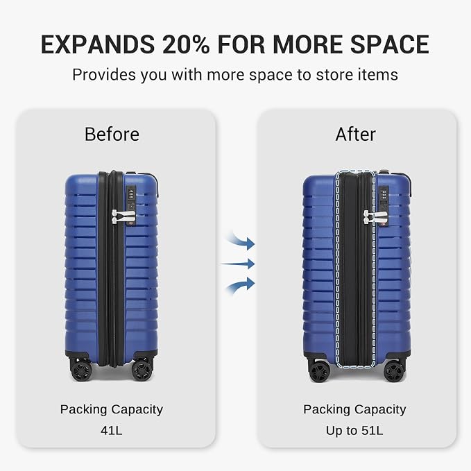 Kono 20 Inch Expandable Carry On Luggage - Image 8
