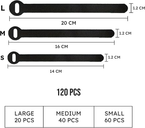 120 PCS 5/6/8 Inch Cord Wraps for Charging Cords – Data Cable Organizer Ties – - Image 2
