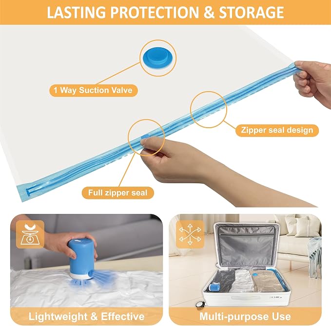 Vacuum Storage Bags with Electric Pump, 22 Pack Vacuum Seal Space Saver Bags - Image 6