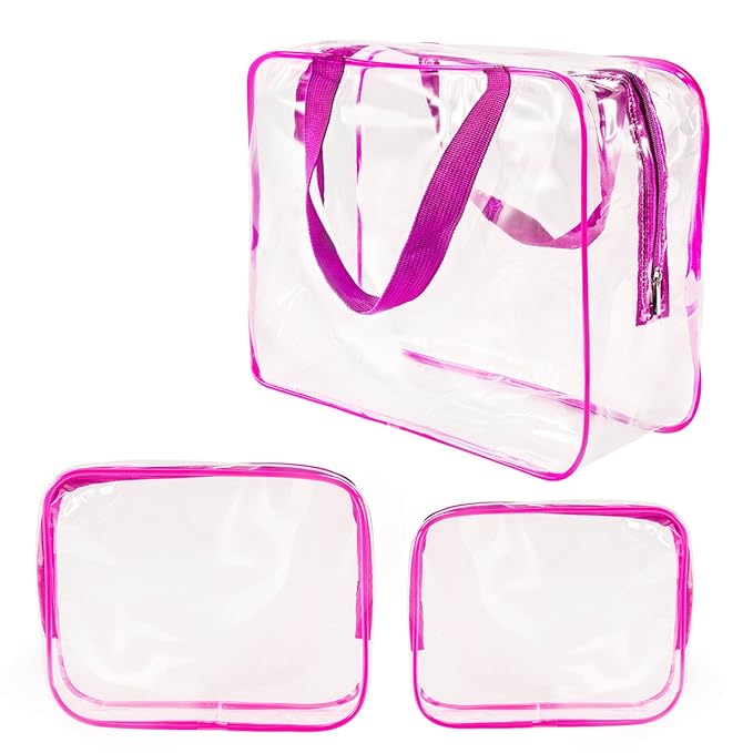 3Pcs Crystal Clear PVC Travel Toiletry Bag Kit by ROYBENS