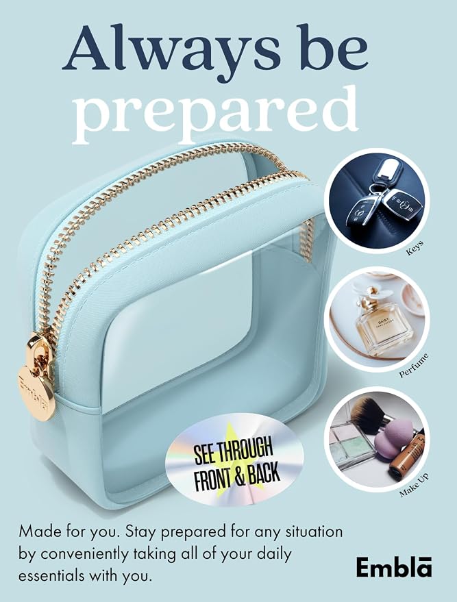 Embla Clear Makeup Bag Zipper Pouch, Transparent Cosmetic Case Organizer - Image 4