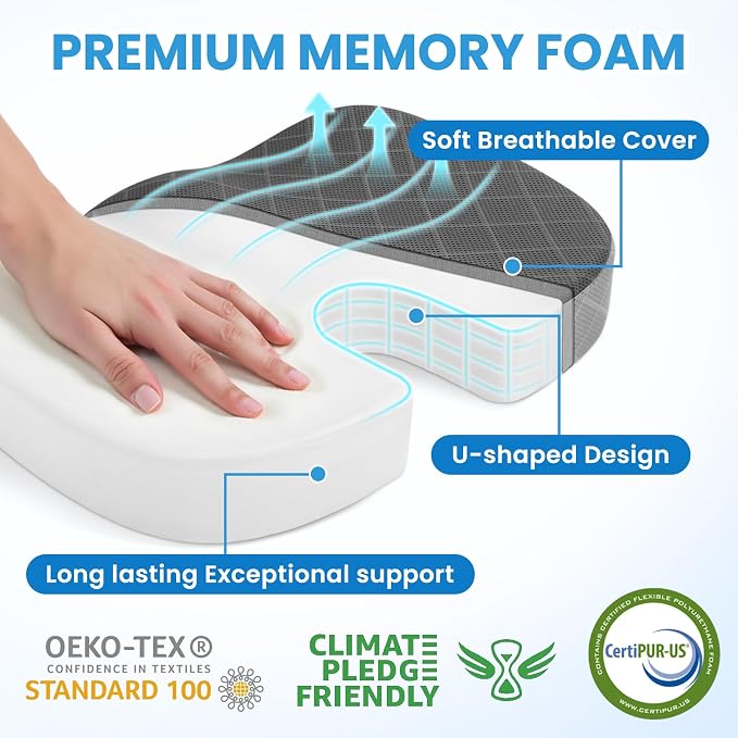 TushGuard Office/Car Seat Cushion, Non-Slip Sciatica & Back Coccyx Tailbone - Image 3