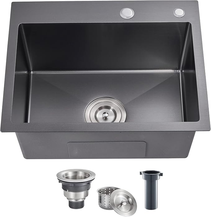POPFLY 22x18 inch Drop In Kitchen Sink, 18 Gauge 304 Stainless Steel Top mount by POPFLY