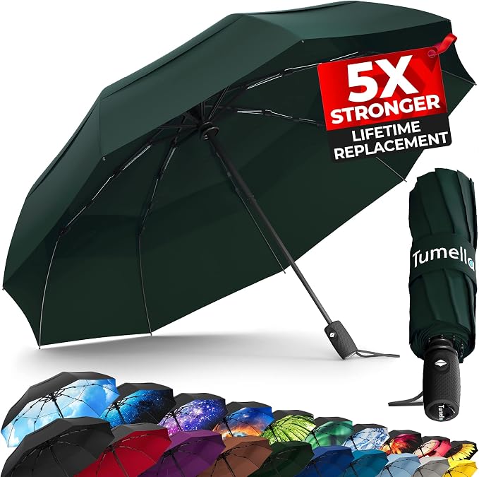 TUMELLA Strongest Windproof Travel Umbrella, Small Strong but Light Portable by Tumella