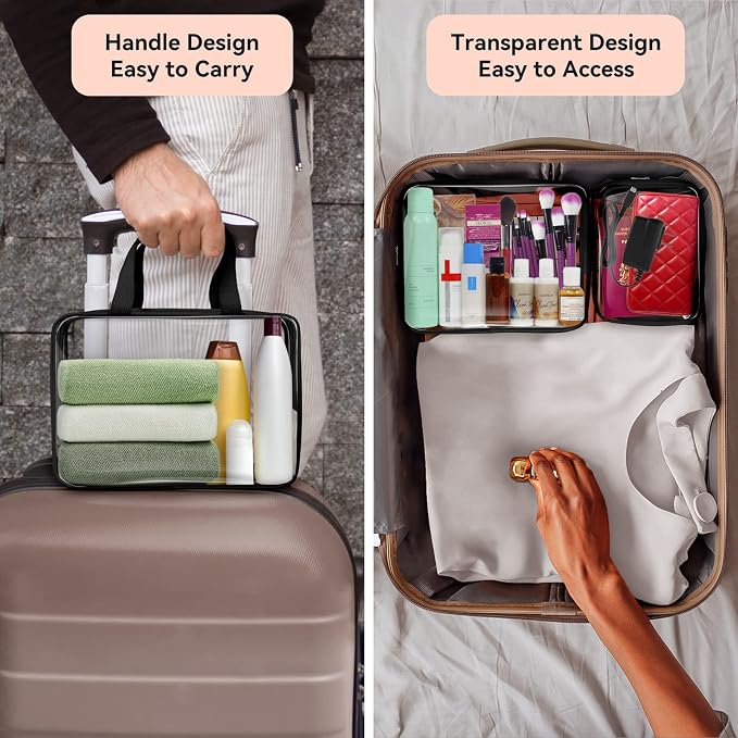 TISRATOK 10 PCS Clear Travel Makeup Toiletry Bag, Plastic PVC Cosmetic TSA - Image 4