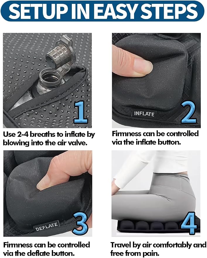 Travel Cushion Airplane Seat, Inflatable Air Bubble Design - Image 6