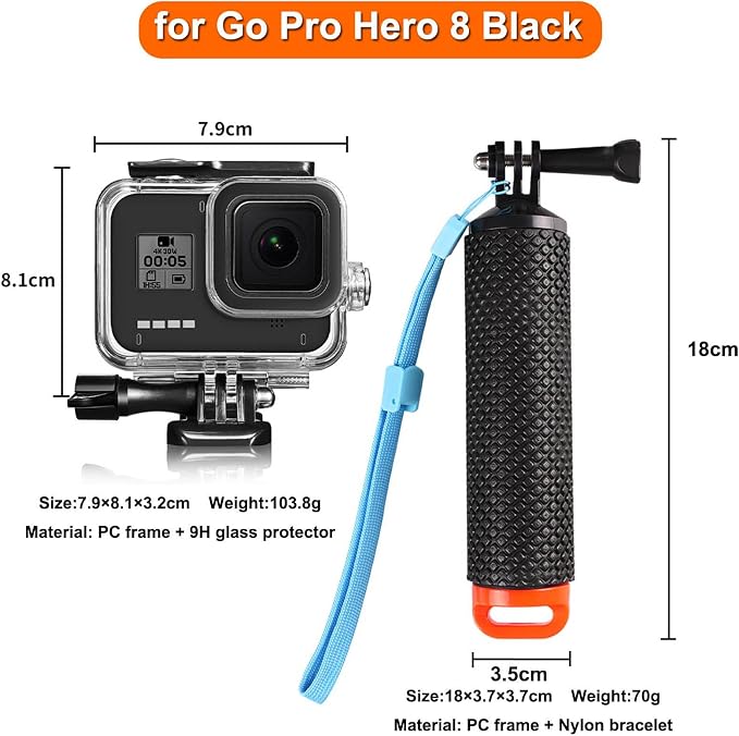 Compatible for Go Pro Hero 8 Black Waterproof Housing Case 60M/196FT Protective - Image 3