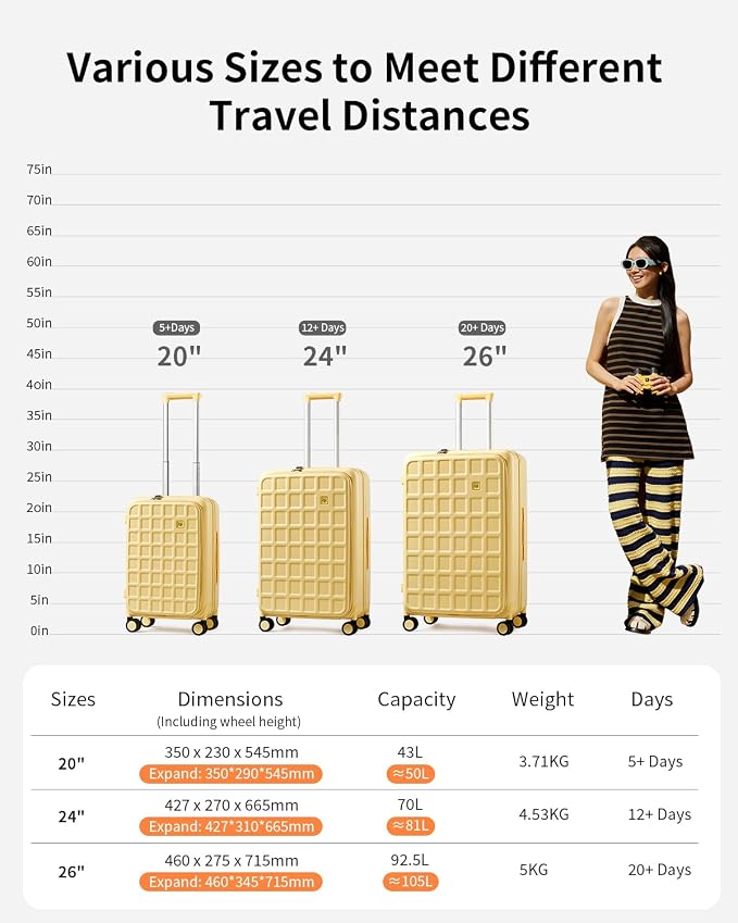 aji Expandable Top Opening 26 Inch Checked Luggage - Image 11