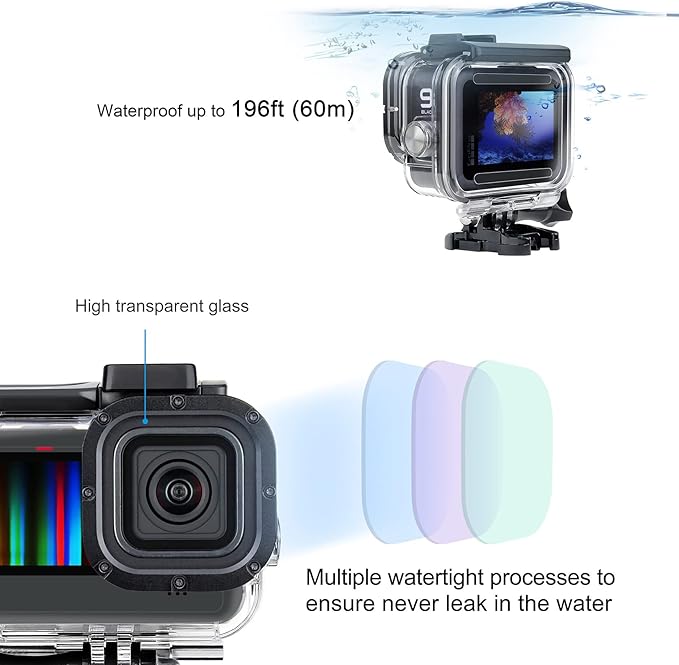SOONSUN Waterproof Case for GoPro Hero 13 12 11 10 9 Black, 196FT/60M - Image 5