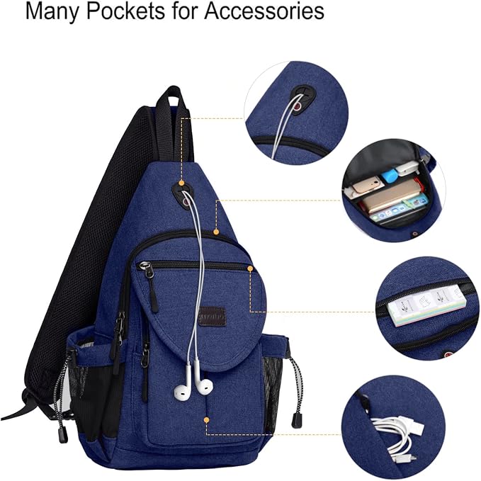 MOSISO Sling Backpack, Canvas Crossbody Hiking Daypack Bag - Image 3