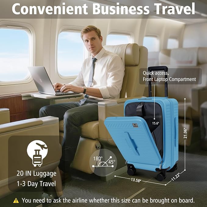 20 Inch Luggage with Spinner Wheels, Expandable Front Opening Suitcase 100% PC - Image 2
