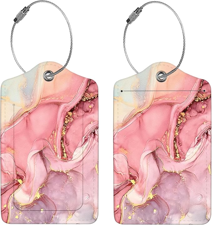 2 Pcs Luggage Tags for Suitcase, Cute Unique PU Leather Travel Bag Tag - Image 4
