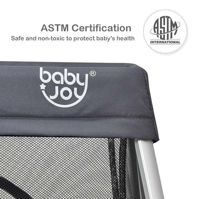 BABY JOY Baby Foldable Travel Crib, 2 in 1 Portable Playpen - Image 8