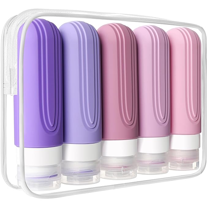 Travel Bottles for Toiletries, 5 Pack TSA Approved Travel Size Containers by CHEODIN
