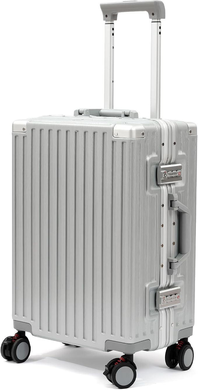 24 Inch Luggage With Spinner Wheels, Aluminum Frame Zipperless Suitcase by VentureVault