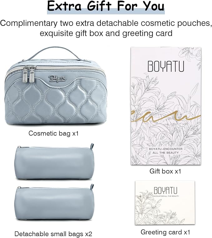 Travel Makeup Bags for Women Cosmetic Bag: Puffy Make up Bags Set of 3 - Image 8