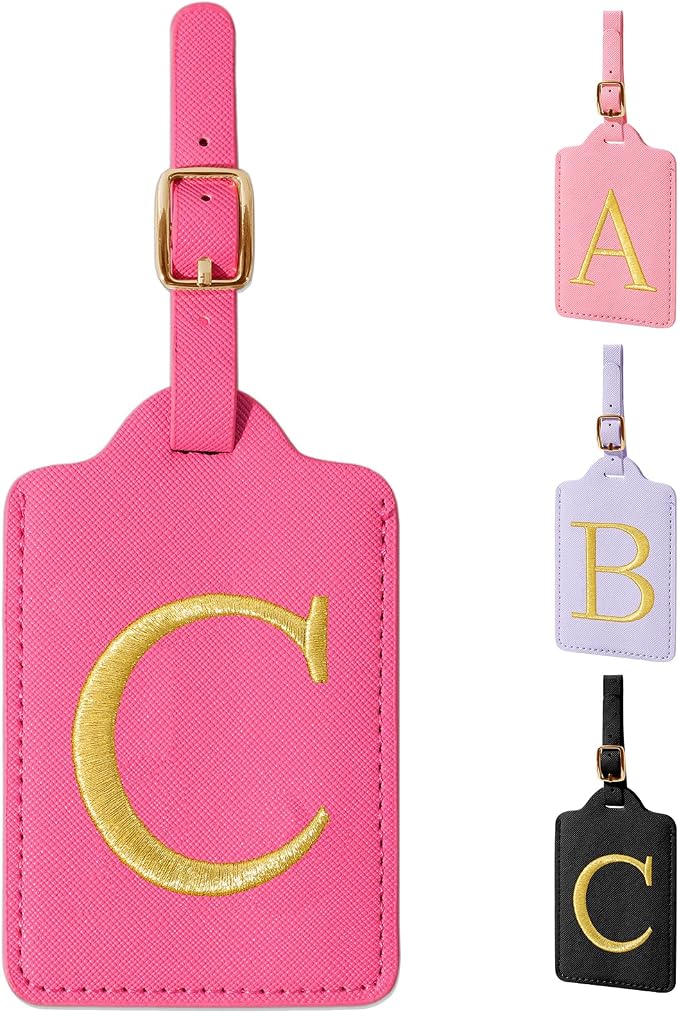 Personalized Initial Rose Red Leather Cute Luggage Tags by izuzta