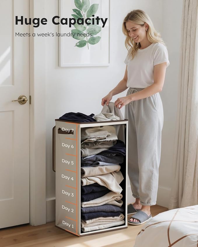 SOLEDI Laundry Hamper with Lid 100L Large & Tall Collapsible Laundry Basket - Image 4