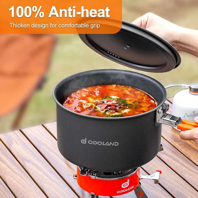 Odoland Camping Cookware Mess Kit, Non-Stick Lightweight Camping Pot and Fry - Image 7