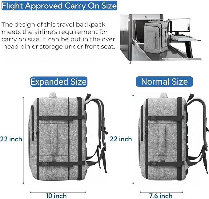 55L Carry On Backpack, Extra Large Travel Backpack - Image 4