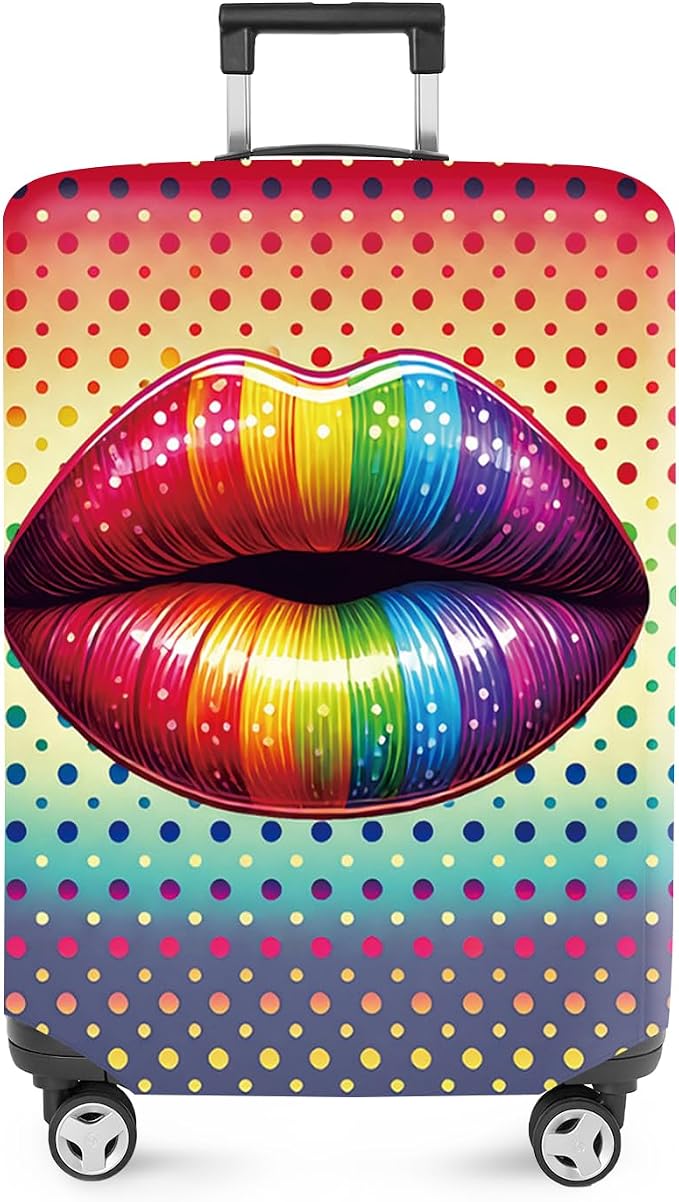 ANNA QUEEN Pop Art Rainbow Lips Luggage Cover, Colorful Suitcase Protector by ANNAQUEEN