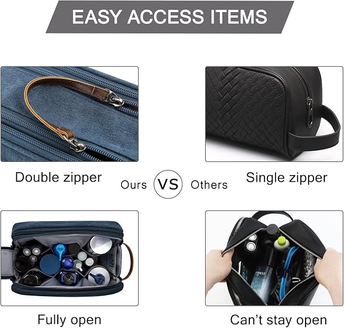 BAGSMART Toiletry Bag for Men, Canvas Travel Toiletry Organizer Dopp Kit - Image 5