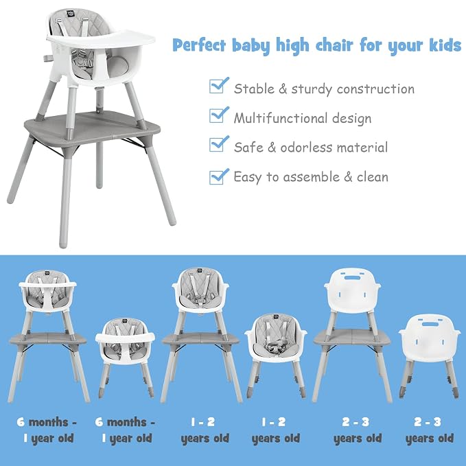 BABY JOY High Chair, 5 in 1 Convertible Highchair - Image 9
