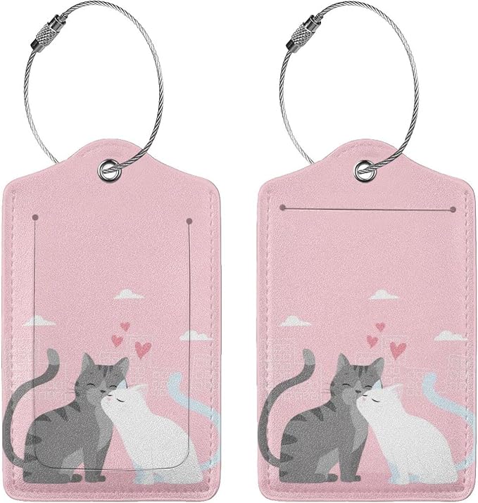 2PC Cats in Love Pattern Luggage Tag - Image 3