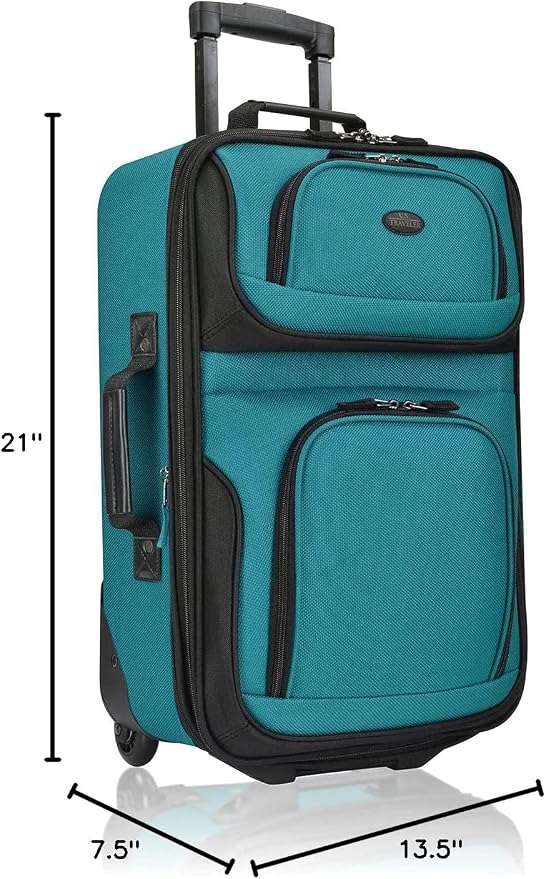 U.S. Traveler Lightweight Rolling 20" Carry On Luggage Softside Suitcase - Image 9