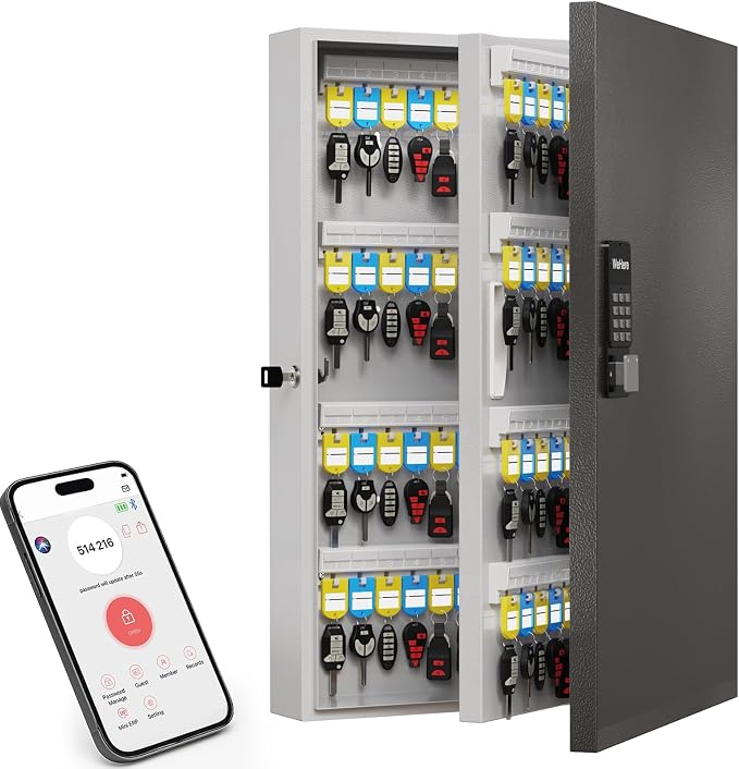 192 Key Lock Box Wall Mount, Smart Key Cabinet, One Time Password/Fixed by DiDiHere