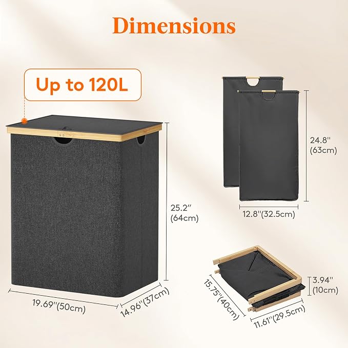 Lifewit 120L Double Laundry Hamper - Image 4