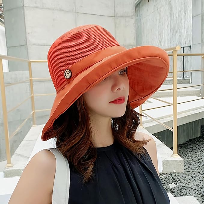 Women Wide Brim Sun Hats Metal Wired Edge Summer UV Protection Beach Fishing Hat - Image 4