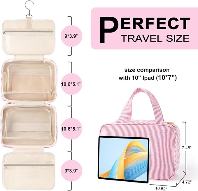 TOPEAST Travel Hanging Toiletry Bag Initial Makeup Bag - Image 2