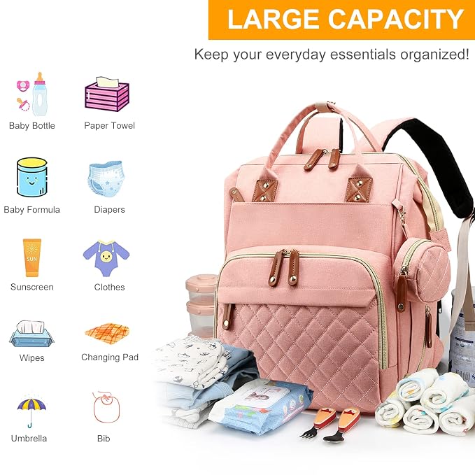 Diaper Bag, Backpack with Changing Station, Waterproof Baby Bag - Image 2