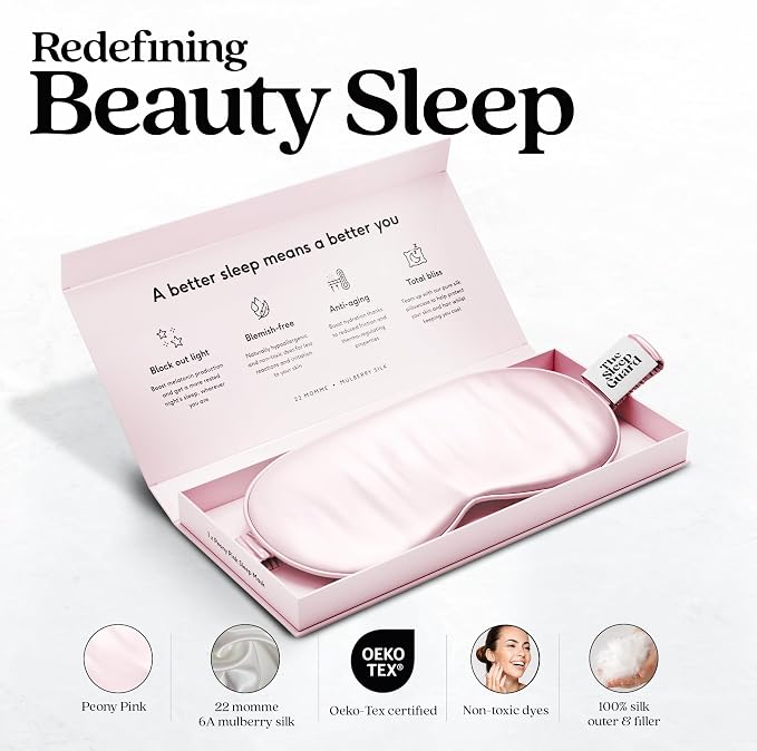 Pure Silk Sleep Mask Light Blocking Travel Essentials. Eye Masks - Image 2